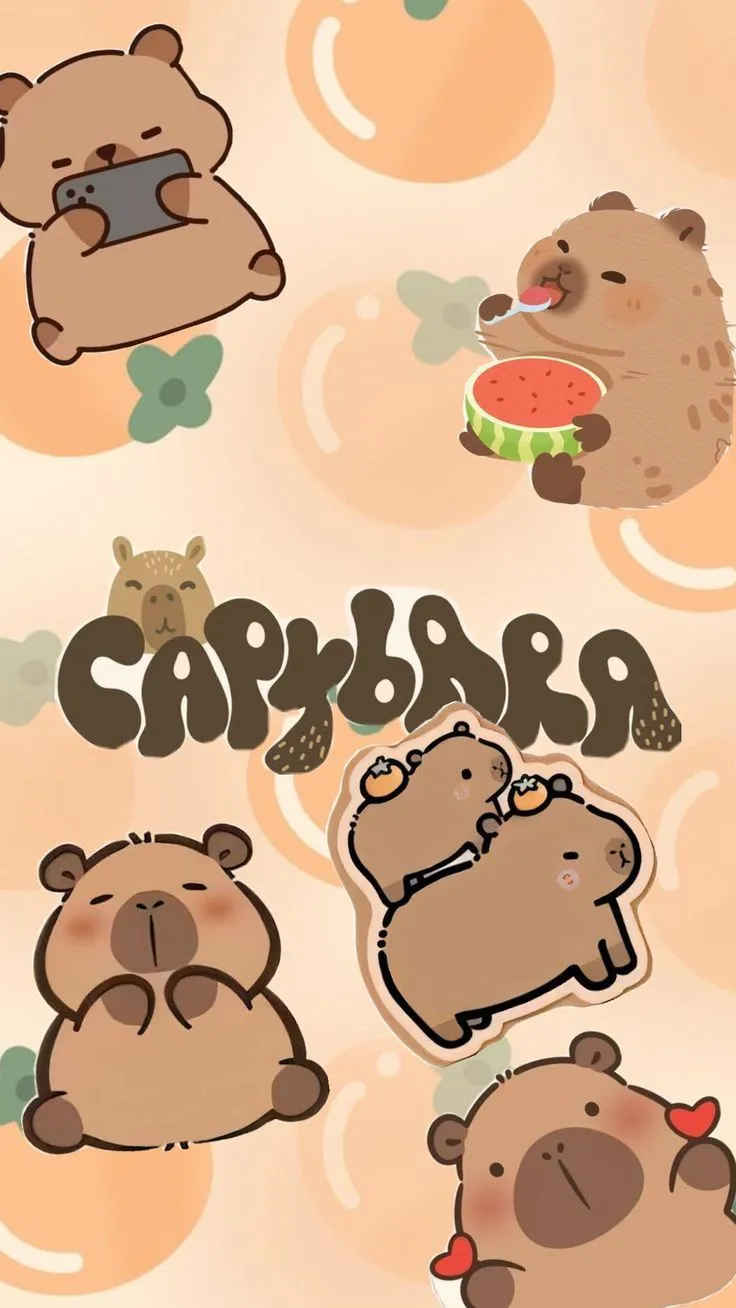 Hình nền điện thoại capybara vô tri hài hước.