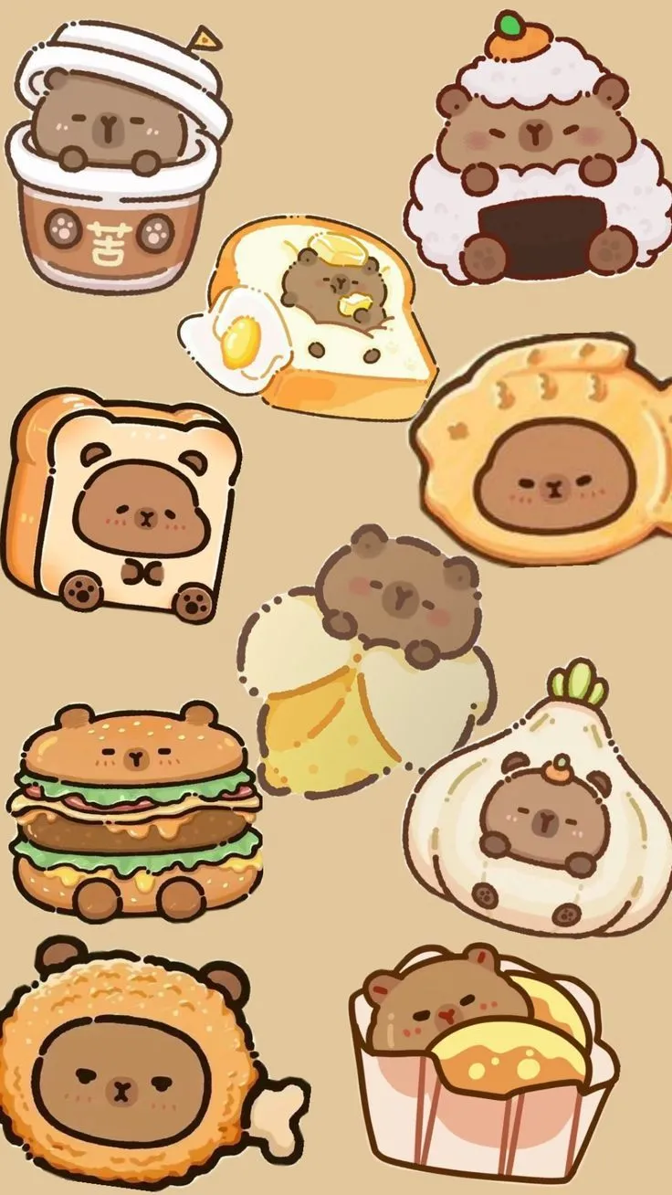 Hình nền capybara chibi cực dễ thương đáng yêu.