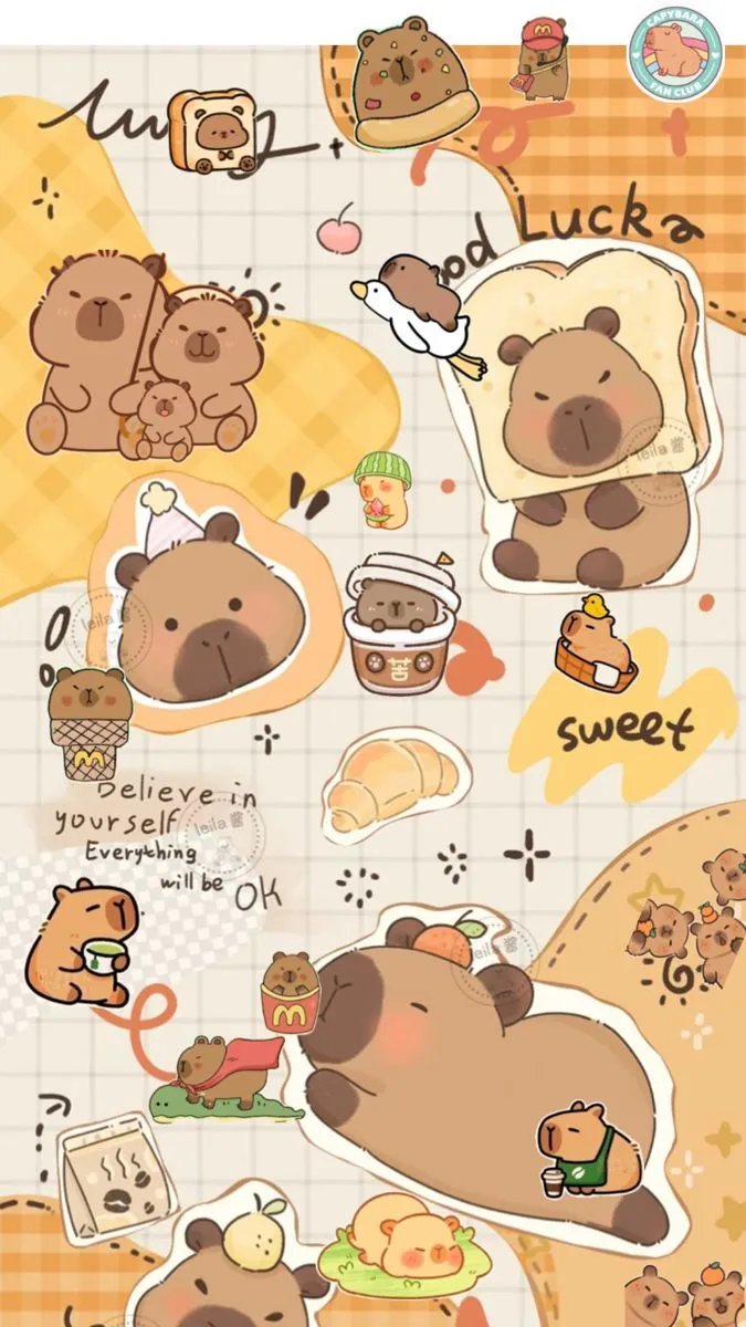 Ảnh hình nền capybara cute đáng yêu.