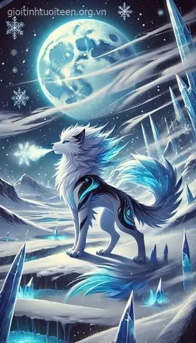 Hình nền điện thoại chó anime cool ngầu đôi mắt đỏ rực.