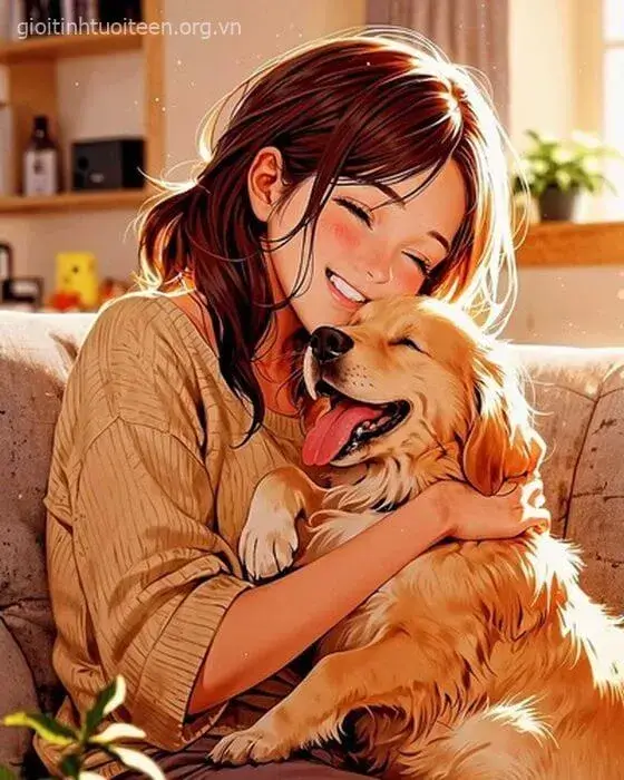 Hình nền điện thoại chó anime lạnh lùng ngồi trên ngai vàng.