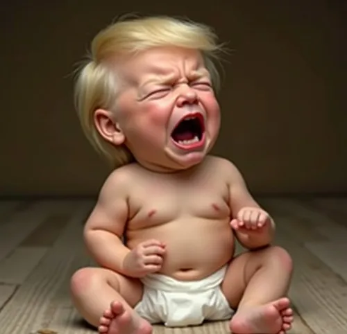 Em bé phong cách Donal Trump khóc thét cute