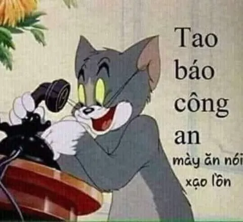 Ảnh meme mèo Tom gọi điện báo công an