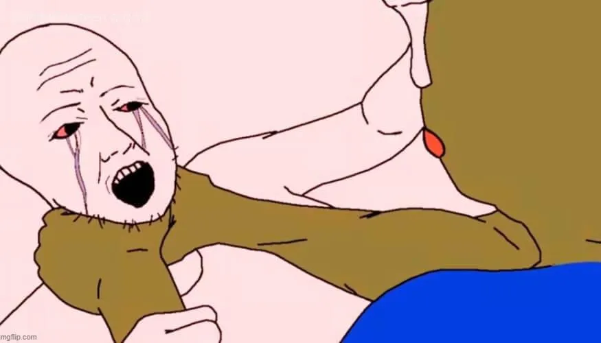 Meme bóp cổ lè lưỡi châm biếm nhẹ nhàng.