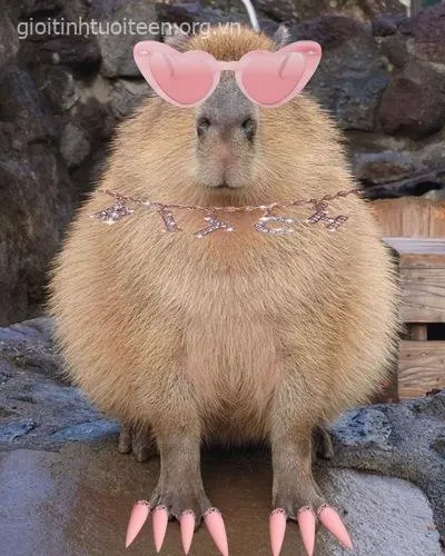 Hình ảnh capybara vô cảm, ánh mắt lạnh tanh.