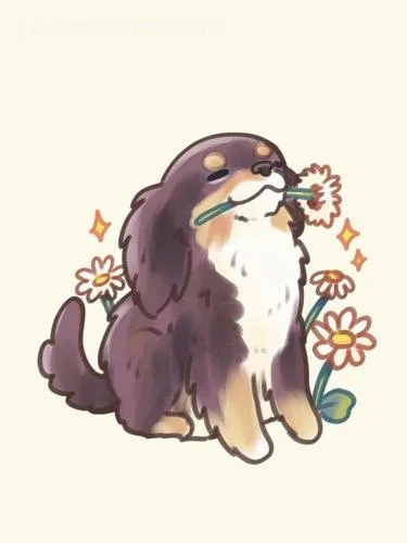 Avatar chó chibi hồn nhiên tung tăng khắp sân vườn.