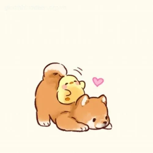 Avatar chó chibi dễ thương nằm gối đầu trên bàn.