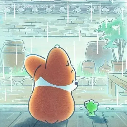 Avatar chó con chibi đáng yêu nằm cuộn như bánh bao.