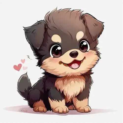 Avatar chó chibi duyên dáng vẫy tay chào cực cute.