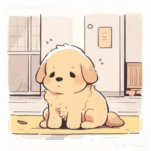 Avatar chó chibi tinh ranh chu môi troll hài hước.