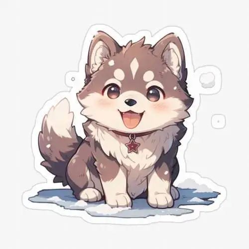 Avatar chó chibi ngộ nghĩnh ôm trái tim đỏ thắm.