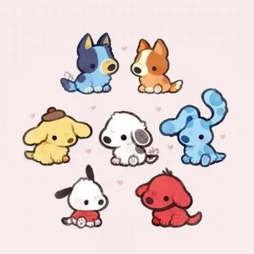 Avatar chó chibi hiền lành nằm cuộn tròn trong chăn.