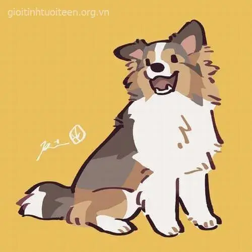 Avatar chó chibi dễ thương nằm gọn trong giỏ tre.