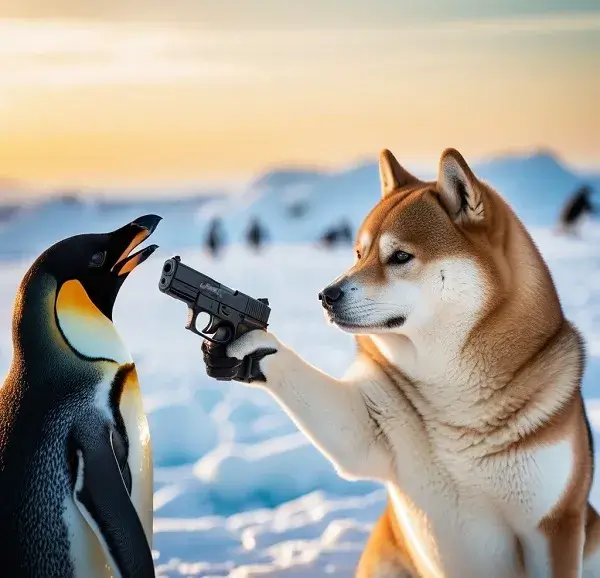 Ảnh chế Shiba Inu cầm súng cực bá đạo.