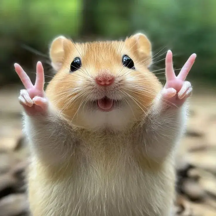 Hamster cười giơ 2 tay say hi cute Hamster cười giơ 2 tay say hi cute