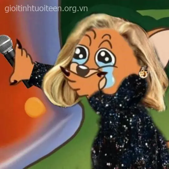 Meme chuột Jerry khóc ấm ức nhìn cực đáng thương.