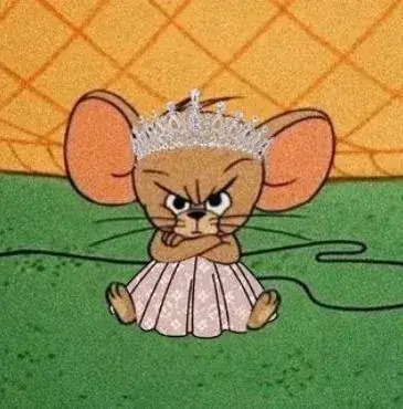 Meme Jerry mặc váy cưới, nụ cười cau có, khó chịu