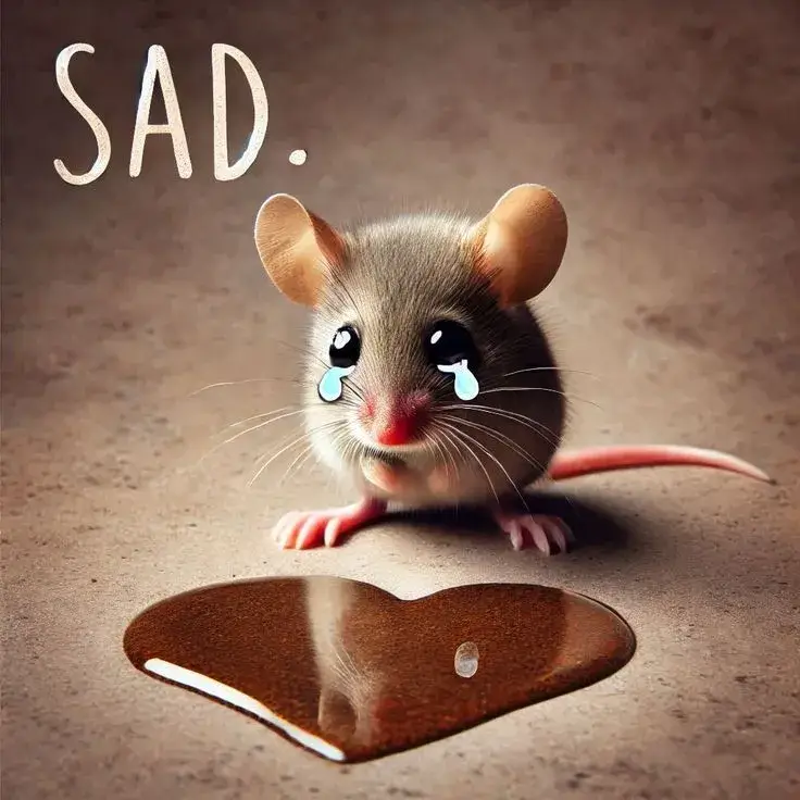 Meme chuột khóc thầm, đôi mắt lặng lẽ chứa chan u sầu.