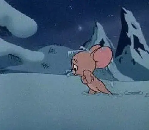 Ảnh chuột Jerry khóc to lên, đôi mắt nhòe lệ rực sáng.