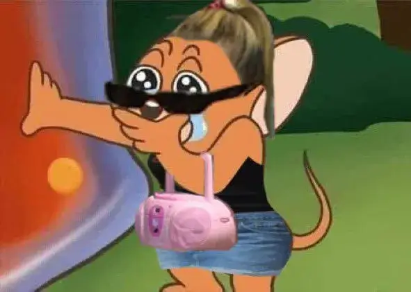 Meme chuột Jerry khóc hết nước mắt, đôi mắt sưng đỏ.