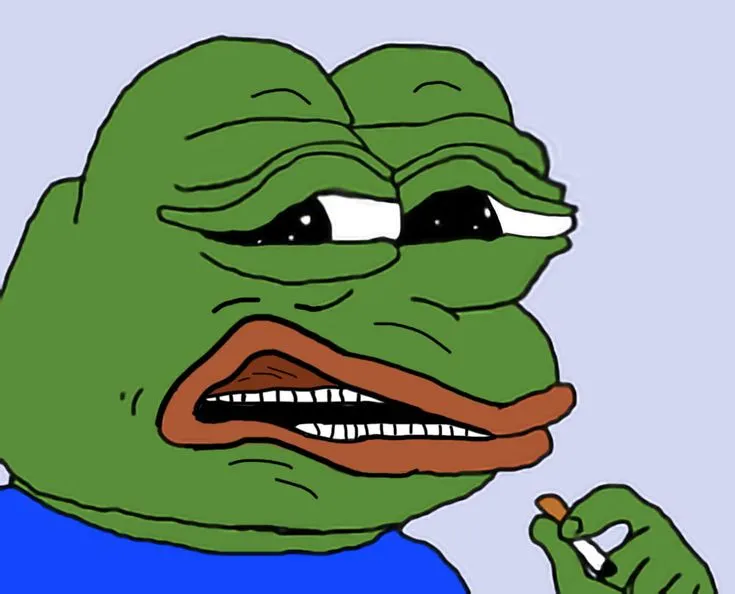 Meme ếch xanh ánh mắt thất vọng não nề.