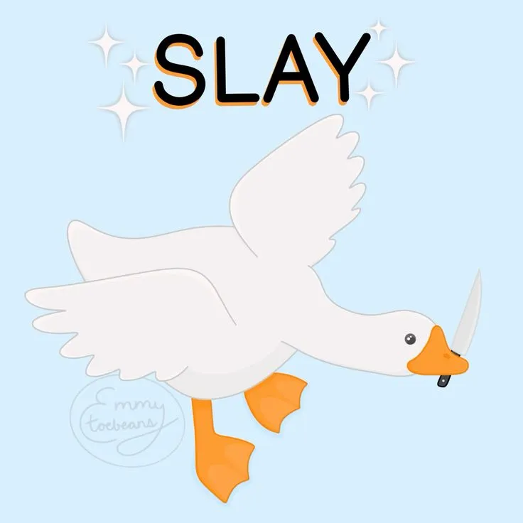 Hình chú vịt ngậm dao cực kỳ đáng yêu.