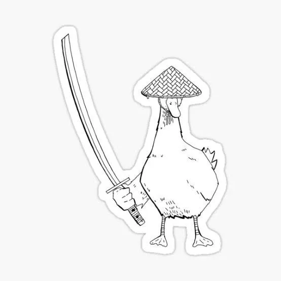 Meme vịt nhỏ cầm kiếm trông nghiêm túc hài.