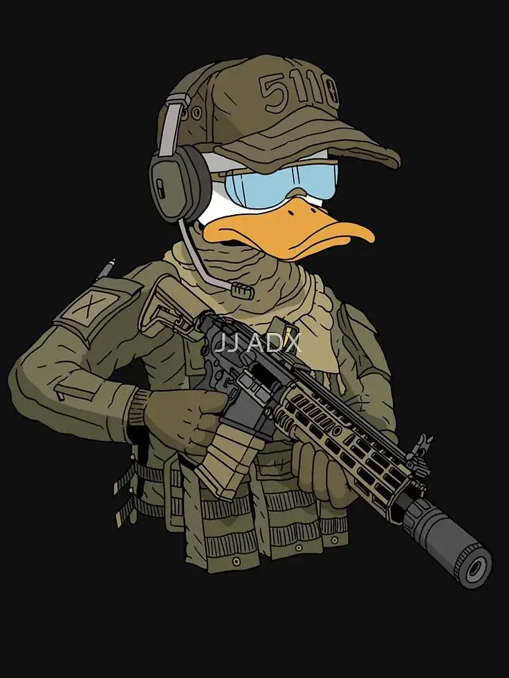 Ảnh chế vịt con cầm súng cực bá đạo.