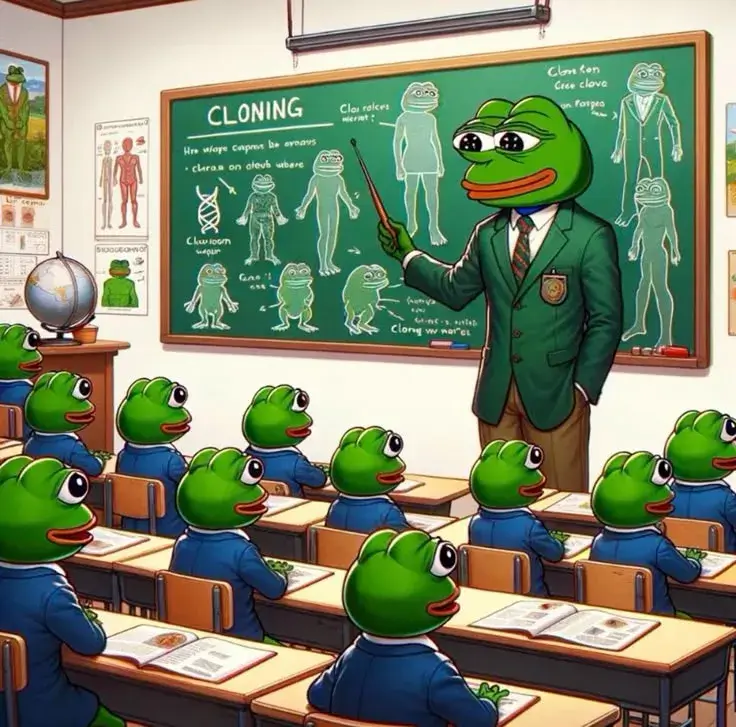 Hình ảnh Pepe xanh đang giảng dạy