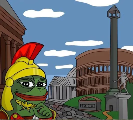 Hình ảnh chú ếch cười trước đấu trường La Mã