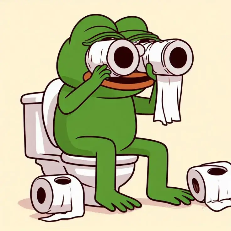Ảnh ếch xanh ngồi trong toilet cầm cuộn giấy vệ sinh