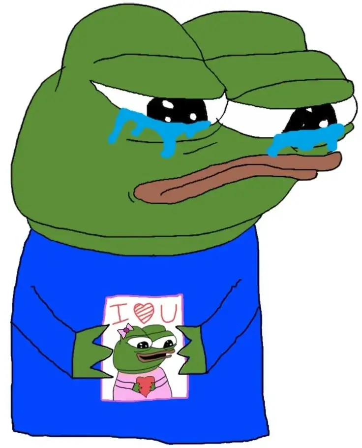 Meme ếch xanh khóc ngậm ngùi nhưng vẫn hài hước.