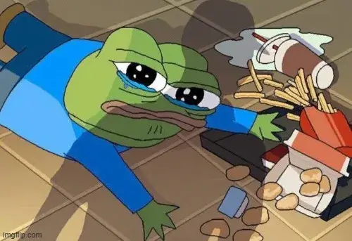 Hình meme ếch xanh khóc đau khổ nhưng đầy hài hước. Hình meme ếch xanh khóc đau khổ nhưng đầy hài hước.