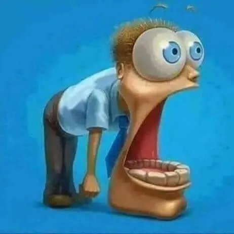 Meme há mồm thất thần ánh mắt vô hồn