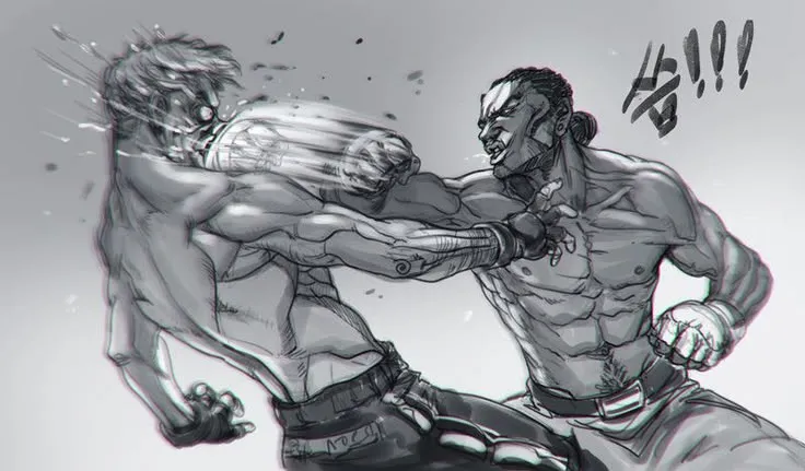 Hình manga đánh nhau vui nhộn tạo cảm giác cười ngất.