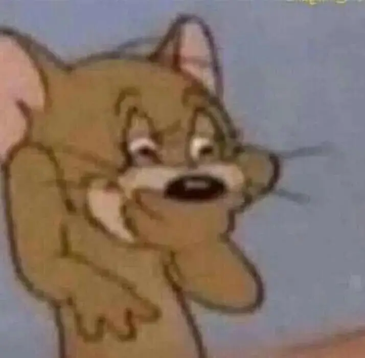 Hình Jerry cười che miệng xảo quyệt, ánh nhìn đáng ngờ.