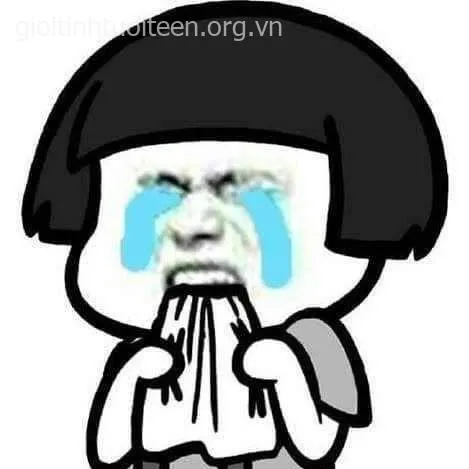 Meme em bé khóc trong lòng, khuôn mặt bi lụy hài hước.