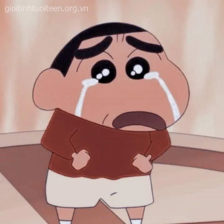 Shin ôm mặt khóc gương mặt trông vô cùng bi kịch.