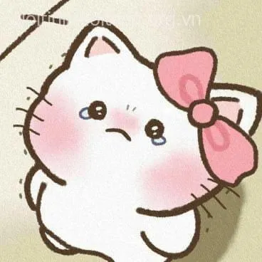 Hello Kitty khóc trong lòng nhưng biểu cảm lố lăng gây cười.
