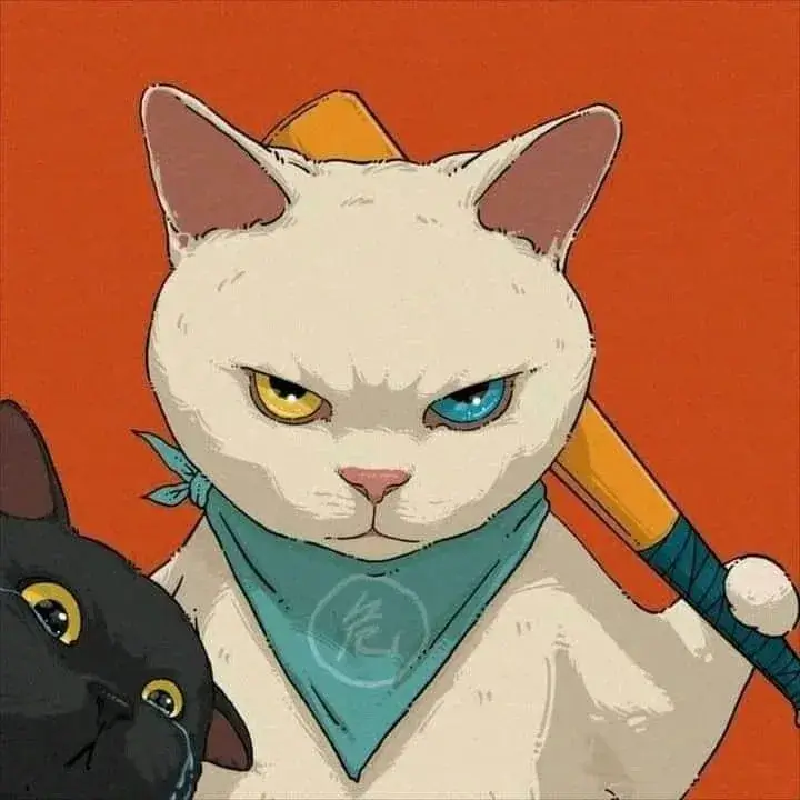 Ảnh mèo cầm cây gậy như muốn đánh nhau