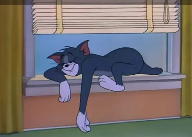 Biểu cảm mèo Tom díp mắt, ngáp ngắn ngáp dài siêu hài hước.