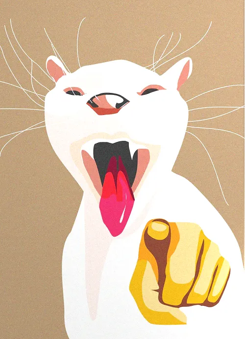 Hình ảnh mèo cười chỉ tay đáng yêu khó cưỡng