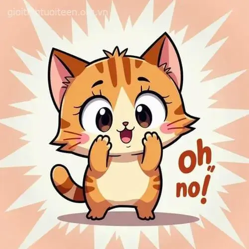 Vẻ mặt mèo ôm đầu tức tưởi, đầy bi thương.