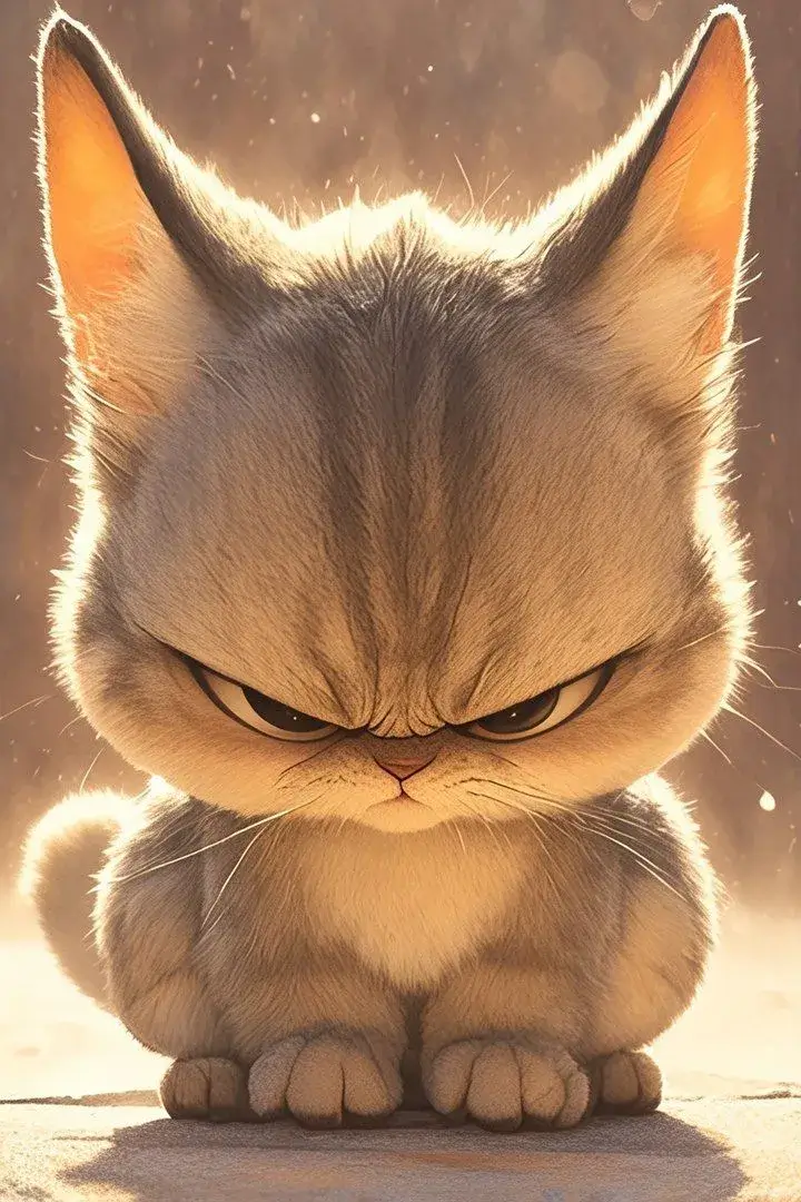 Ảnh mèo bực mình với gương mặt cau có khó chịu