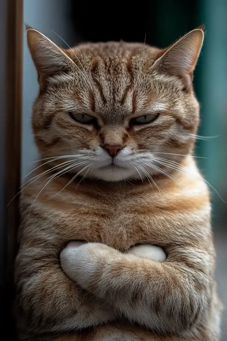 Ảnh mèo tức tối khuôn mặt cứng đờ khó chịu