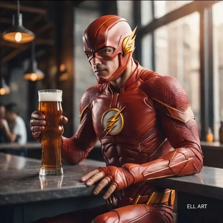 The Flash uống bia mặt đỏ phừng phừng cực hài.
