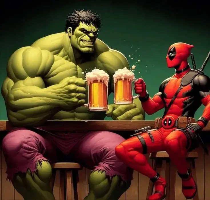 Ảnh chế Hulk và Deadpool nhậu nhẹt với nhau vui vẻ