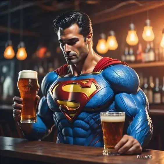 Meme Superman nhậu tỉnh rụi nhưng mặt mày vẫn đỏ